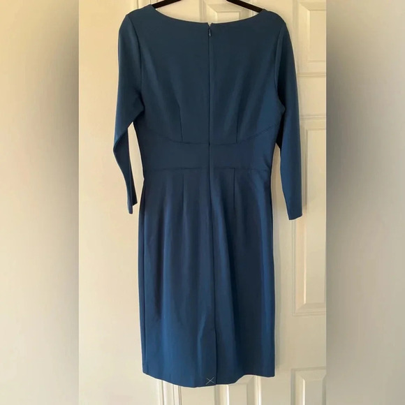 NWOT Ann Taylor Blue 3/4 Sleeve Fitted Sheath Dress (4 TALL) - Picture 3 of 6